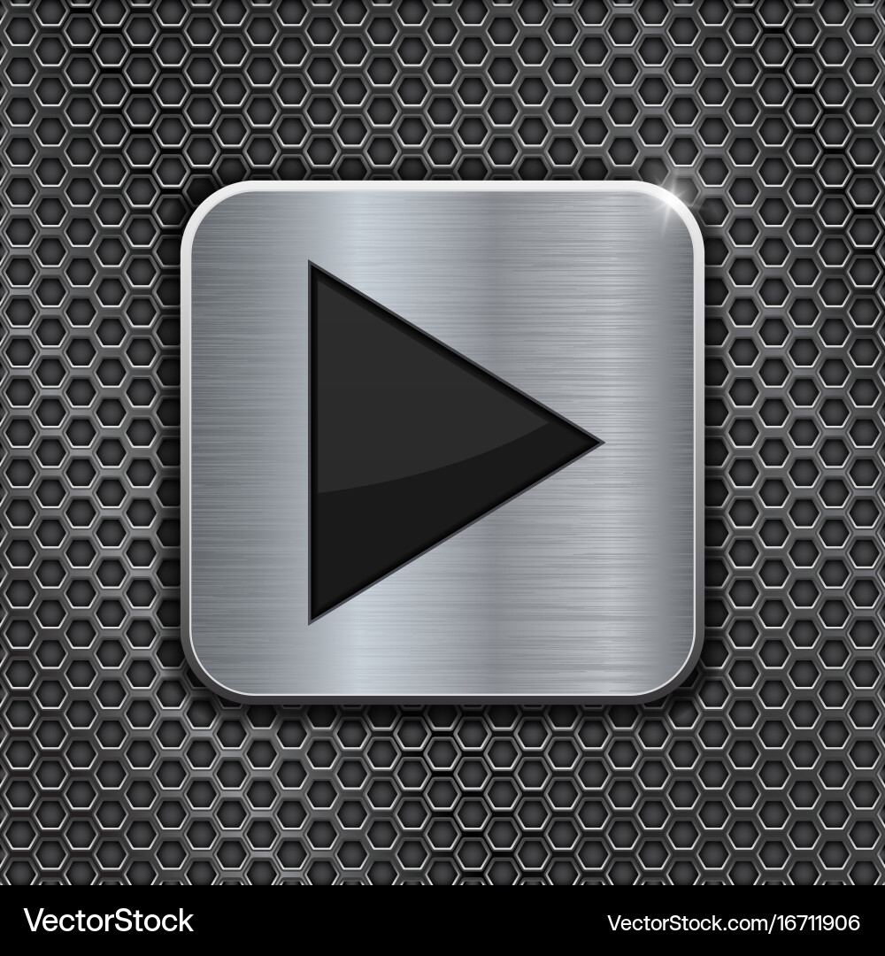 Metallic Play Button on Perforated Metal Backgroun vector image