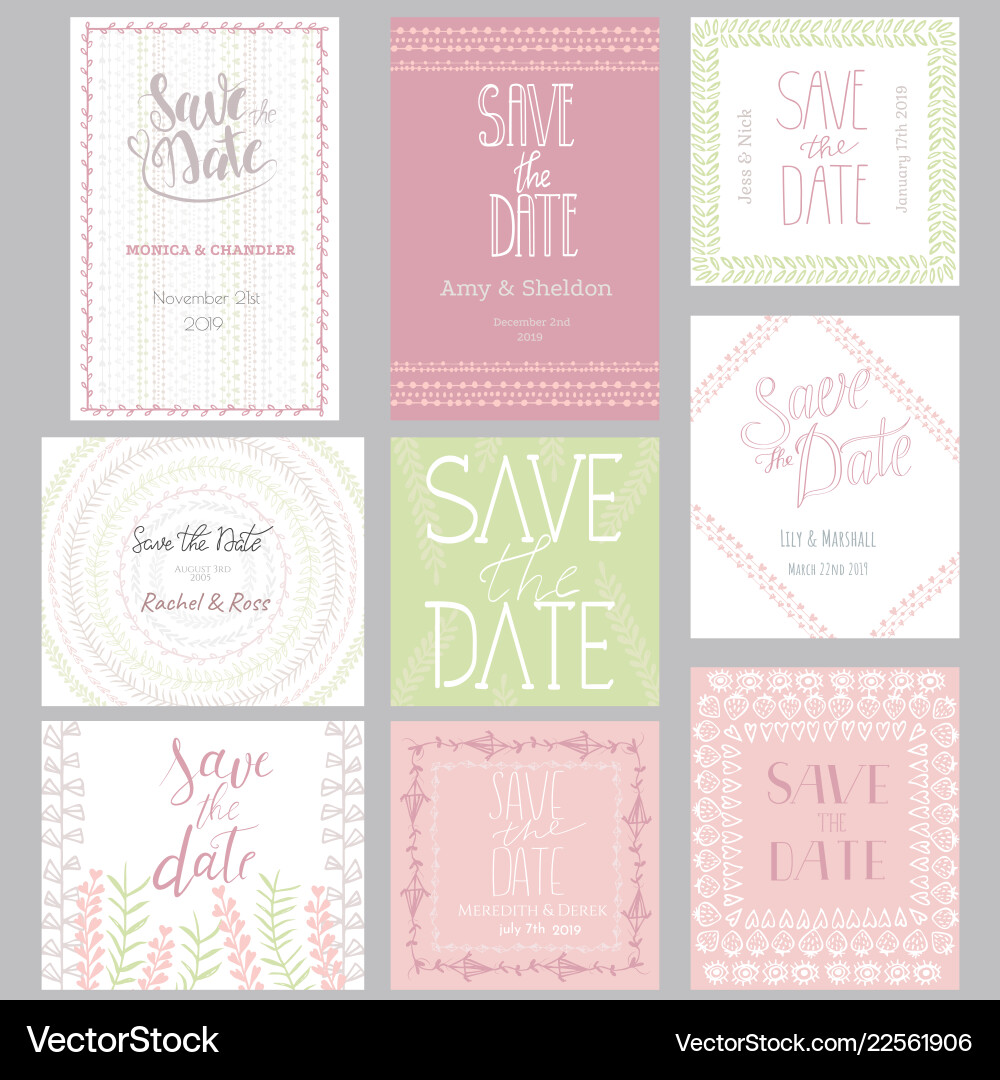 Pastel invitation templates collection isolated Pastel invitation templates collection isolated vector image