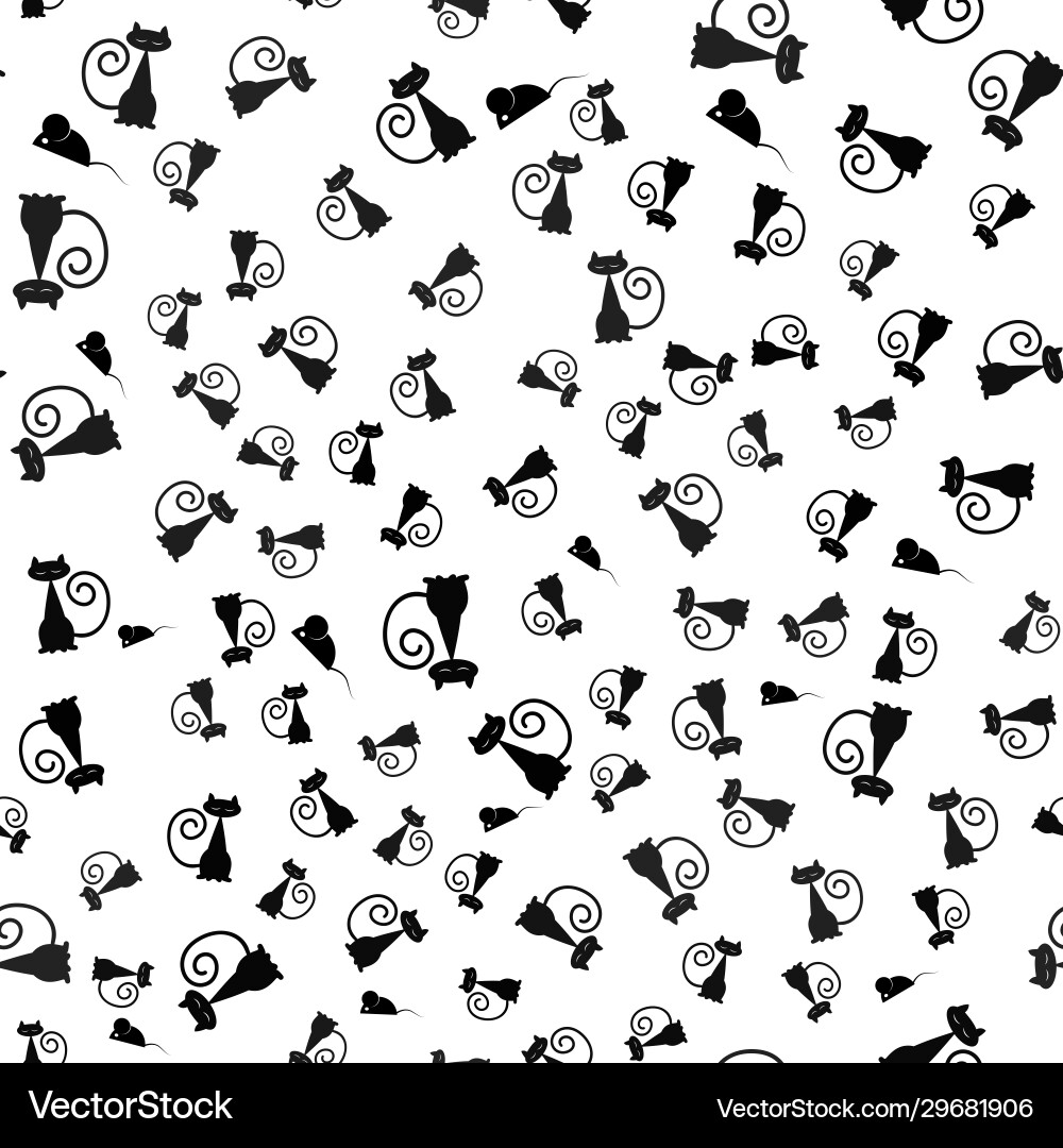 Seamless background with a picture cat Vector Image