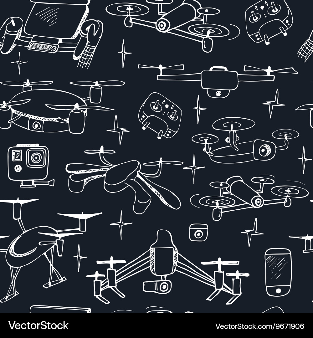 Seamless pattern hand drawn element drone vector image
