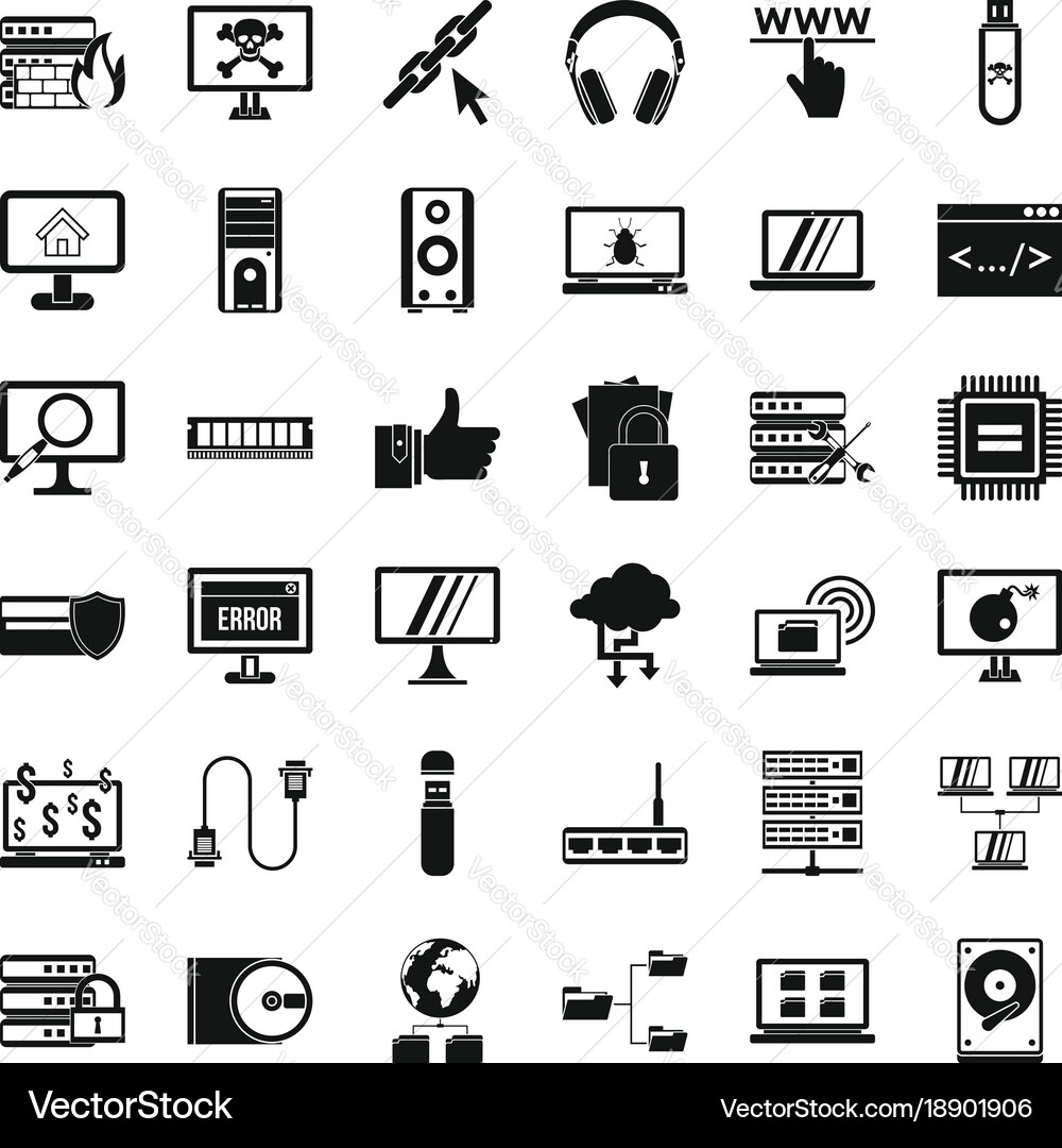 Search in internet icons set simple style vector image