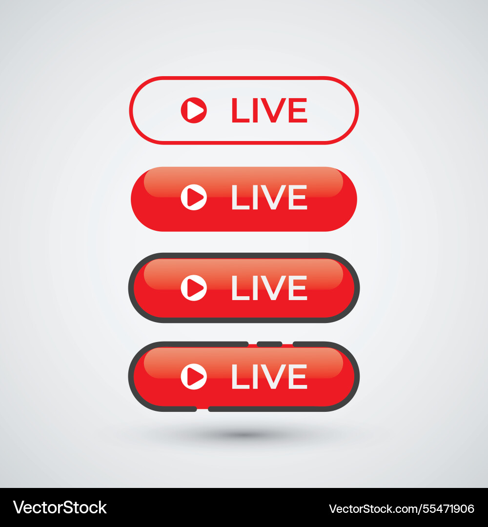 Set live button on white background design Set live button on white background design Vector Image