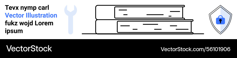 Stack of books with security shield and wrench Stack of books with security shield and wrench vector image