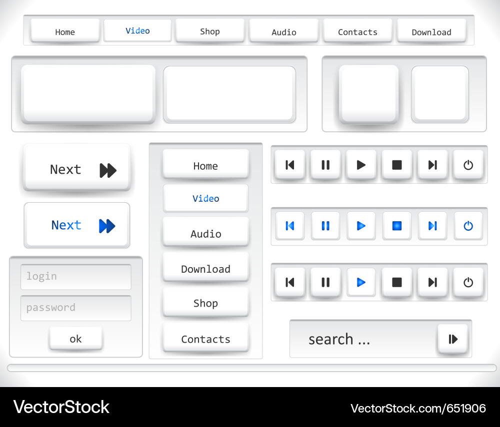 White UI Elements Collection Vector Image