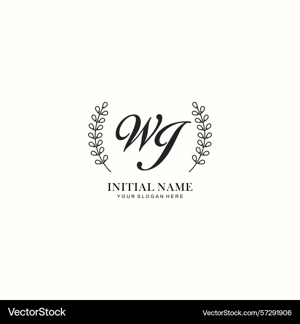 Wj initial logo templates with botanical elements Vector Image