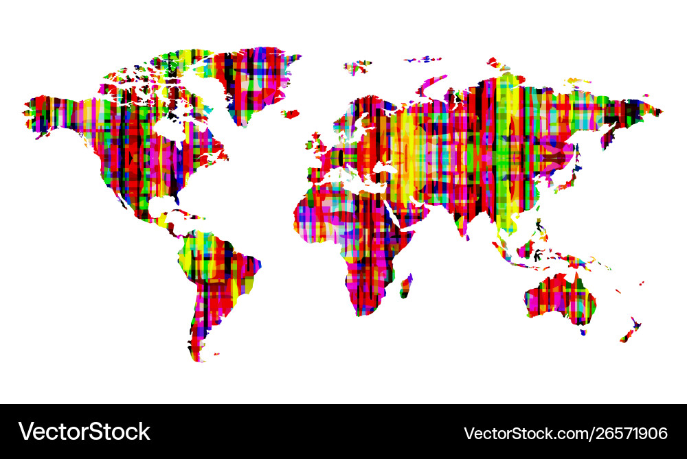 World map bright multicolored abstract pattern World map bright multicolored abstract pattern vector image