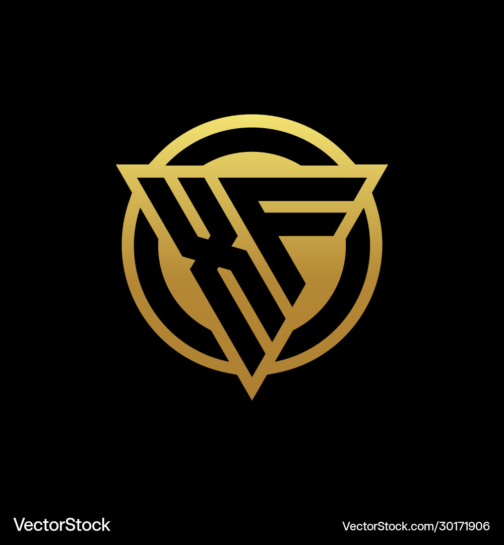 Xf logo monogram with triangle shape and circle vector image
