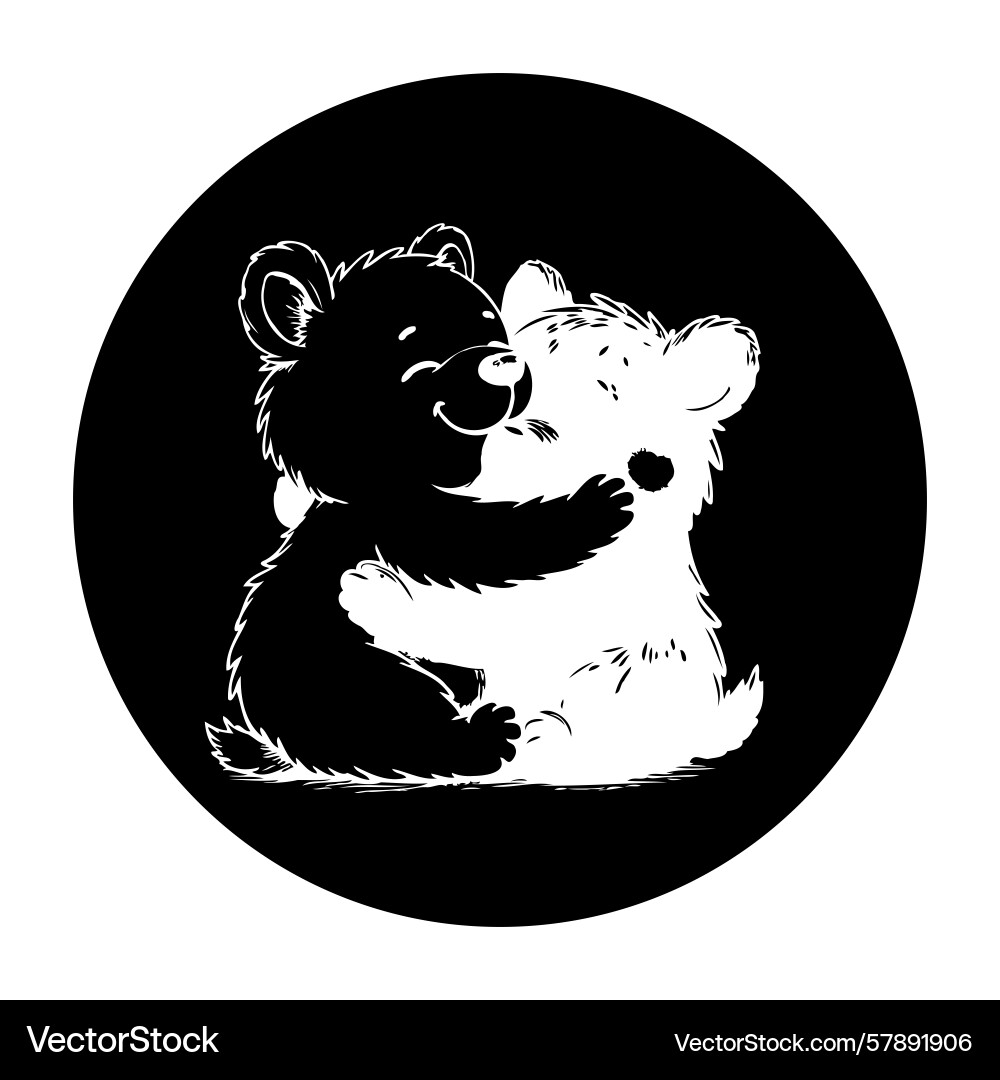 Yin and yang of two hugging bears representing Yin and yang of two hugging bears representing Vector Image