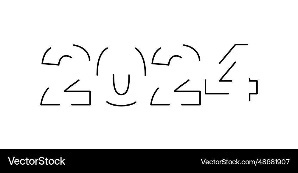 2024 new year number abstract line art design vector image