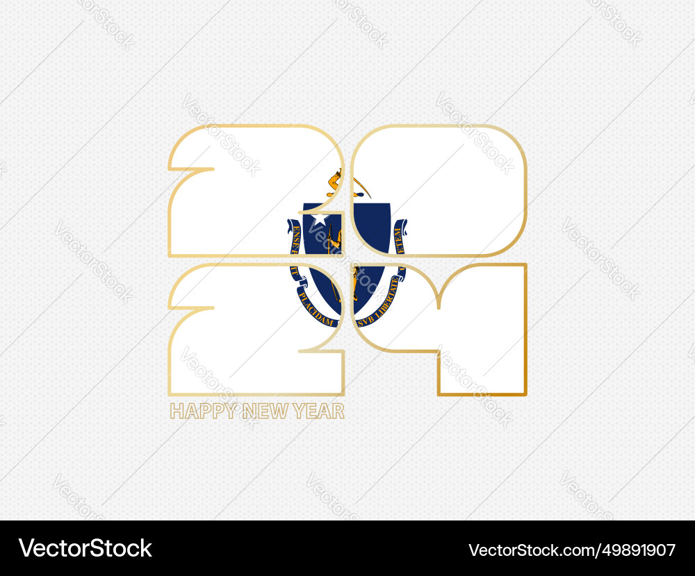 Abstract numbers 2024 with flag of massachusetts Vector Image
