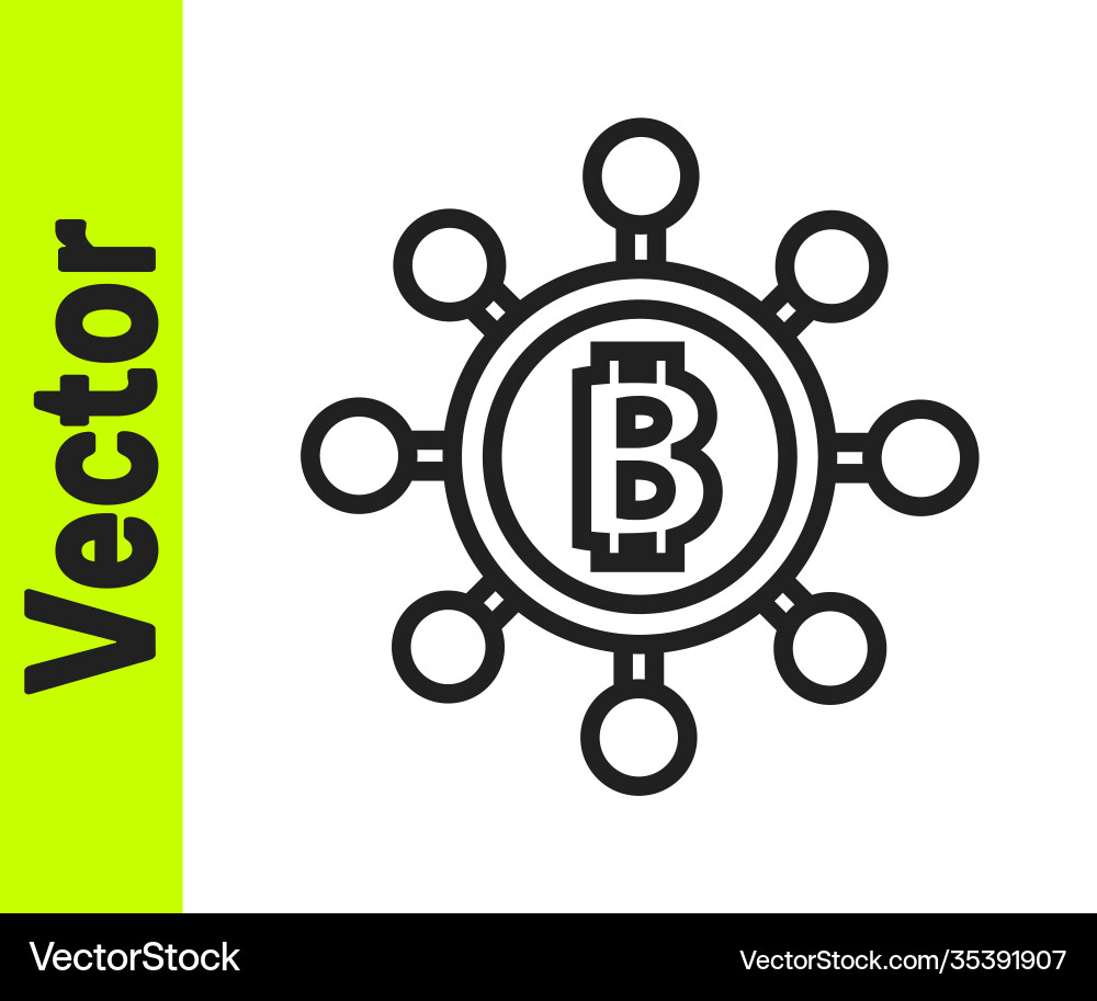 Black line blockchain technology bitcoin icon Black line blockchain technology bitcoin icon vector image