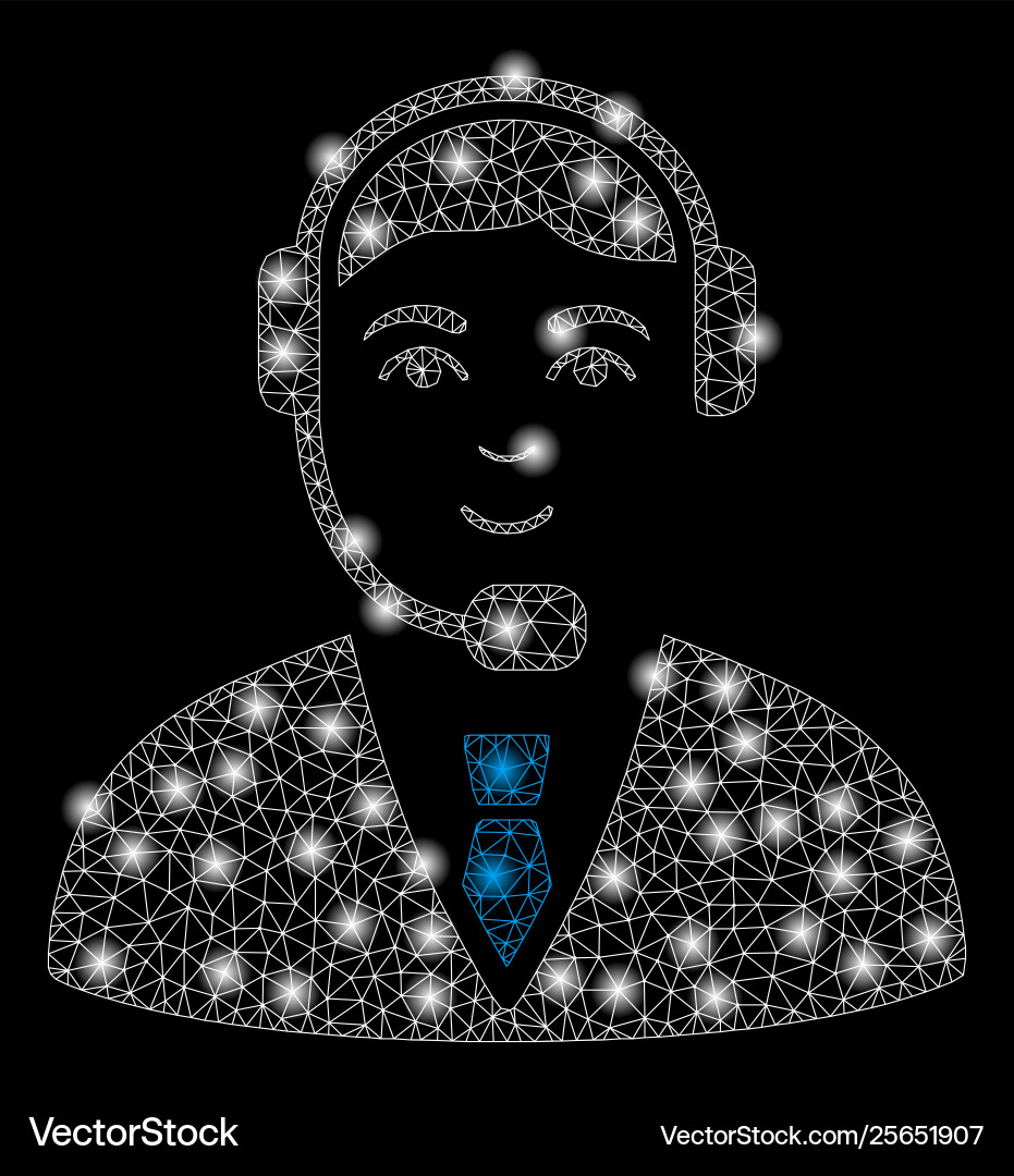Bright mesh wire frame call center operator Bright mesh wire frame call center operator Vector Image
