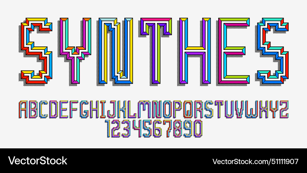 Child constructor colorful minimal square font Child constructor colorful minimal square font vector image