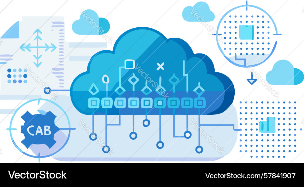 Cloud data storage processing design generative vector image