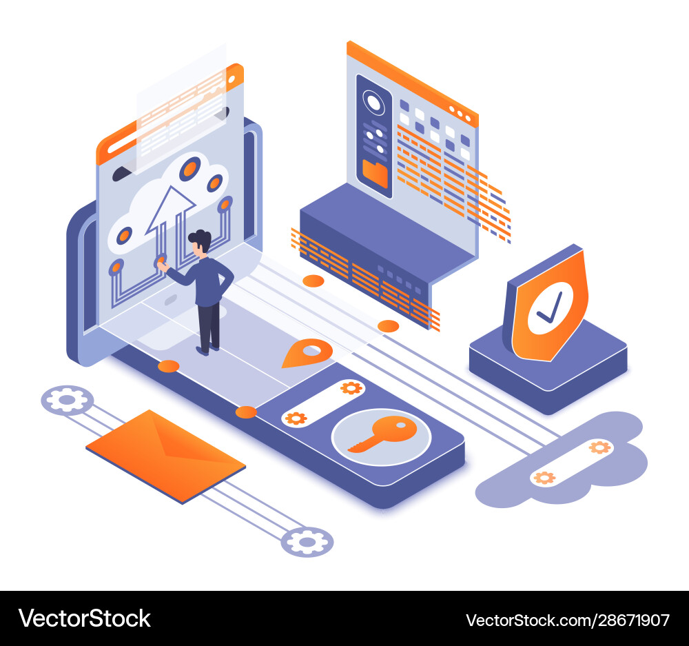 Cybersecurity Network Security Isometric vector image