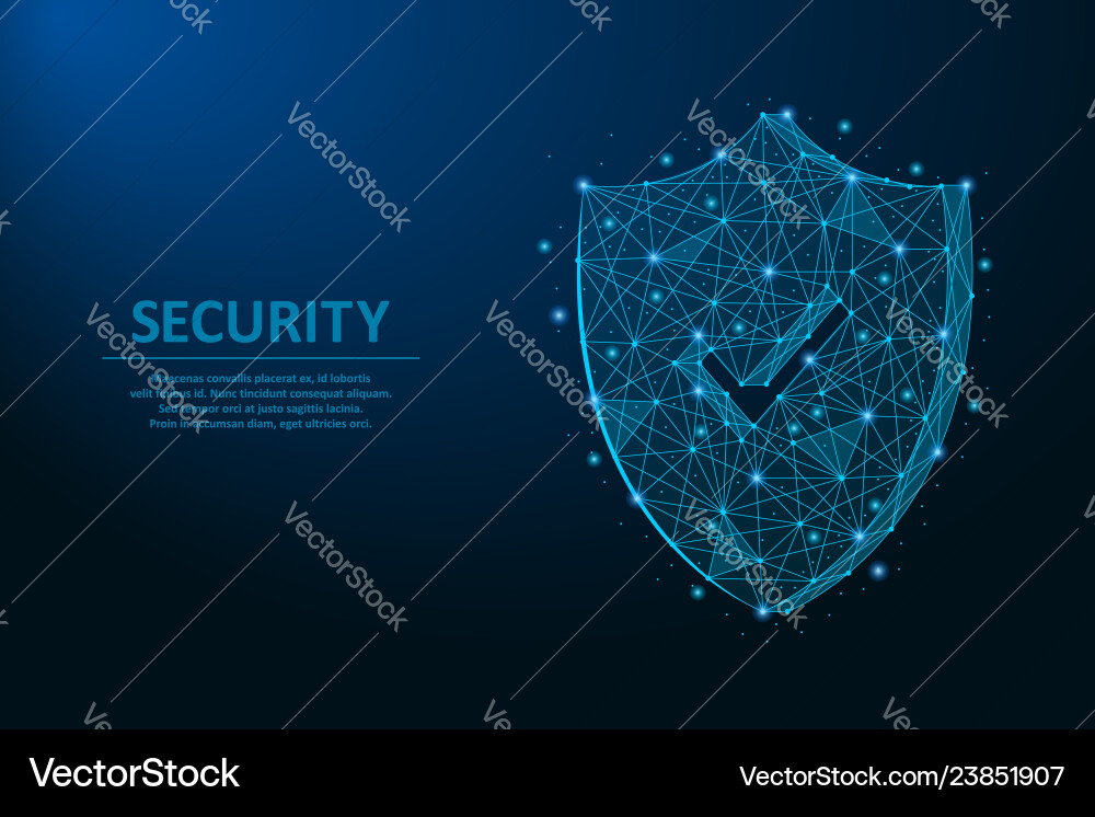 Cybersecurity Shield - Points & Lines vector image