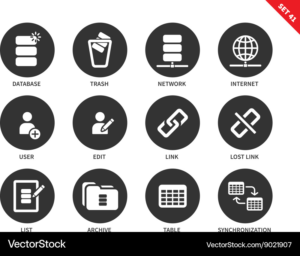 Database icons on white background Vector Image