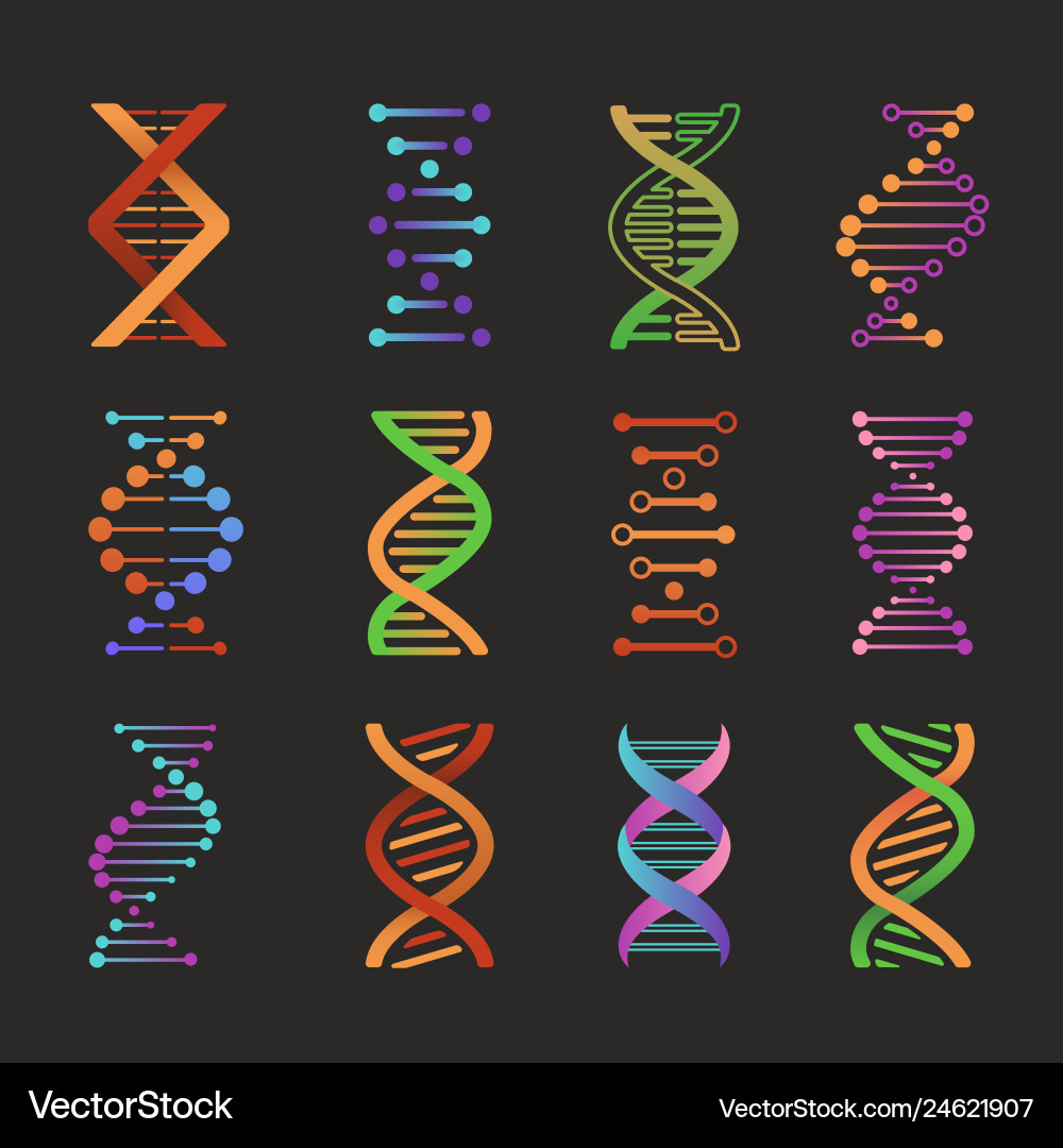 Dna icons biochemistry researching laboratory vector image