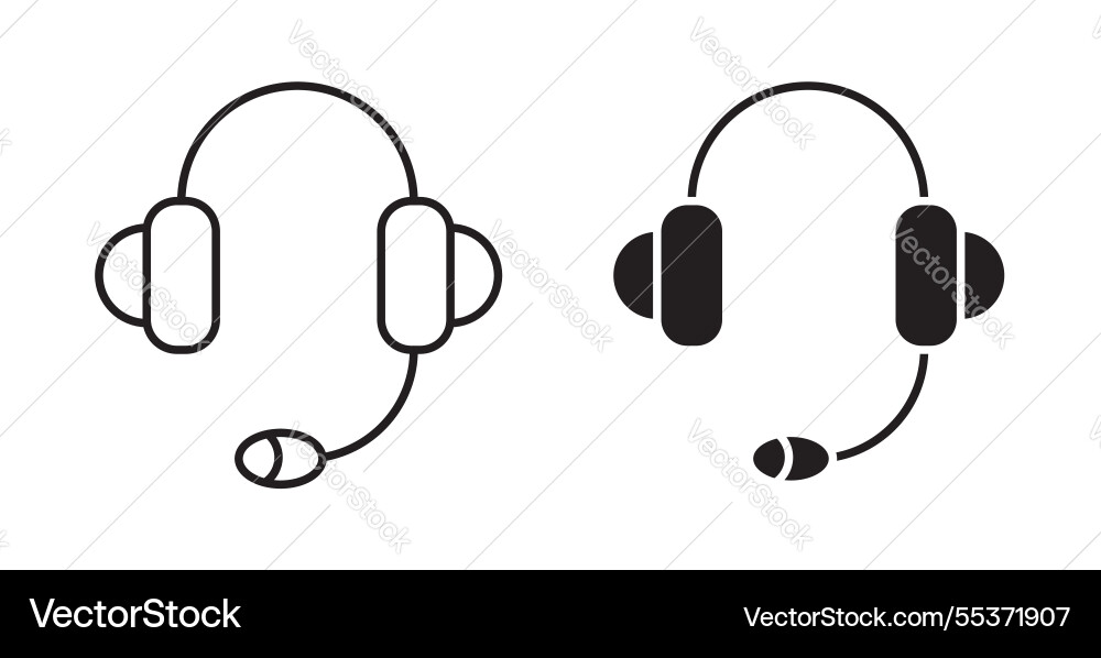 Headset icon set in thin line for web Vector Image