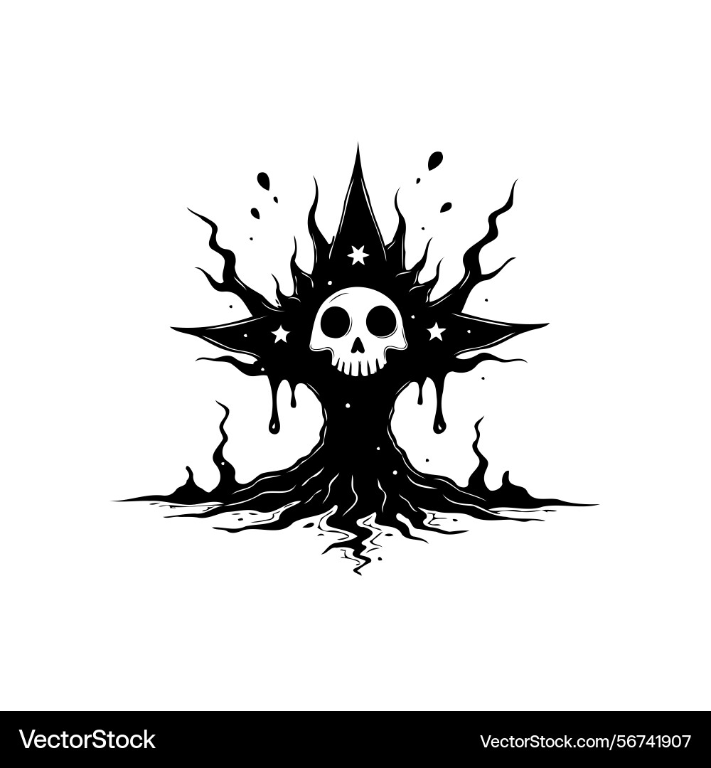 Macabre arboreal motif featuring skull creating Vector Image