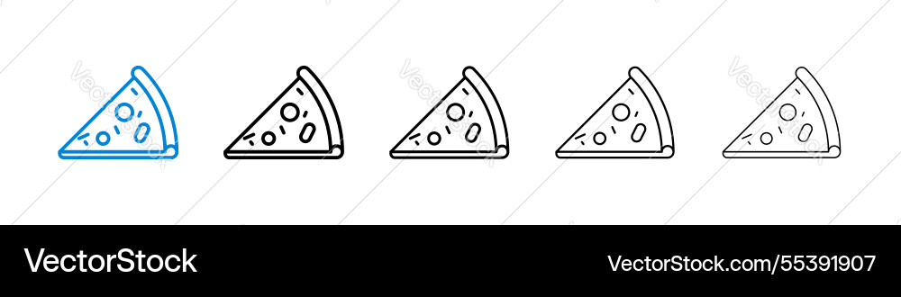 Pizza slice icons in five different stroke sizes Pizza slice icons in five different stroke sizes vector image