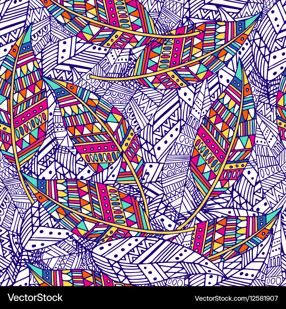 Seamless pattern with feather vector image