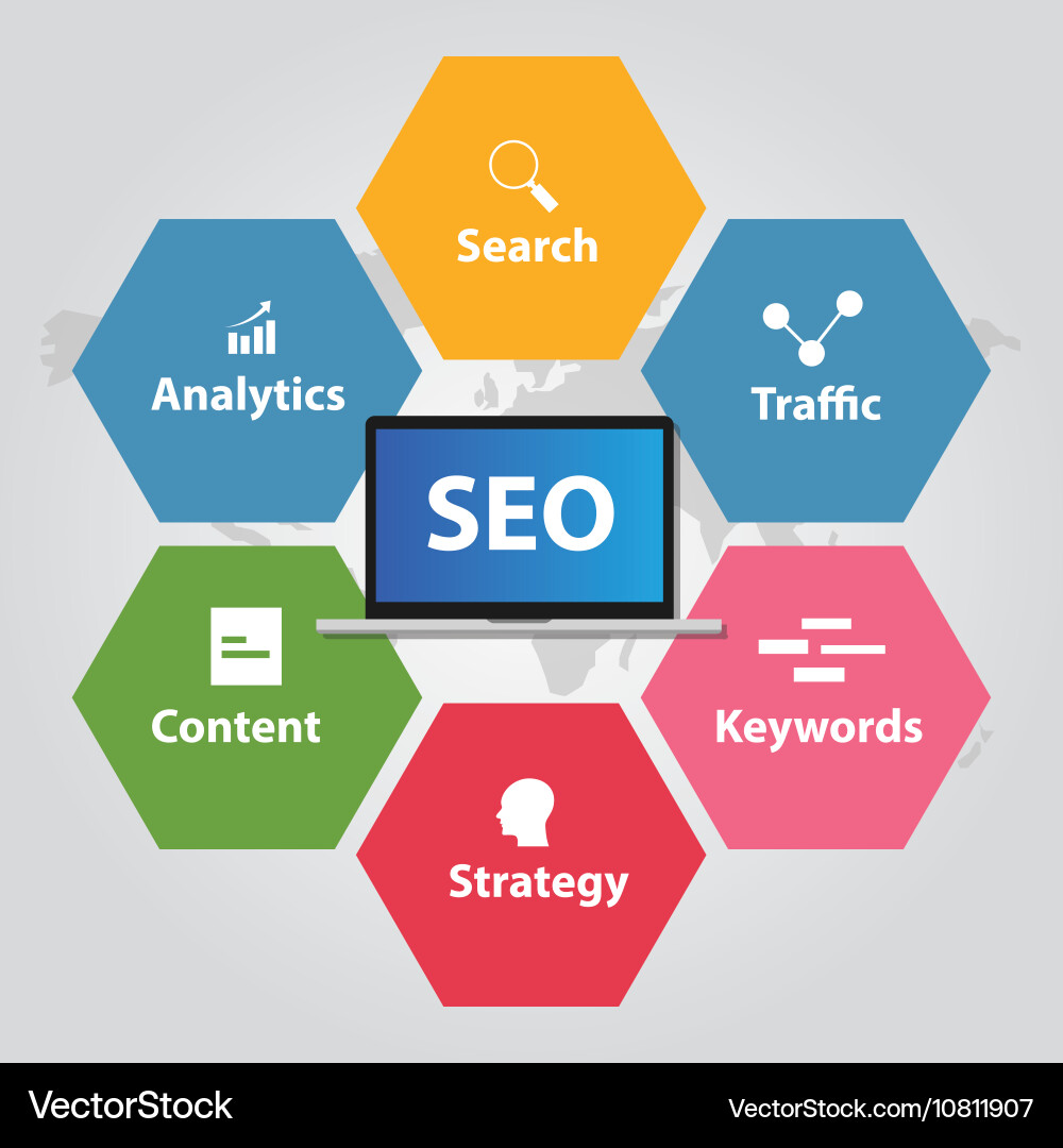 Seo search engine optimization analytics traffic vector image