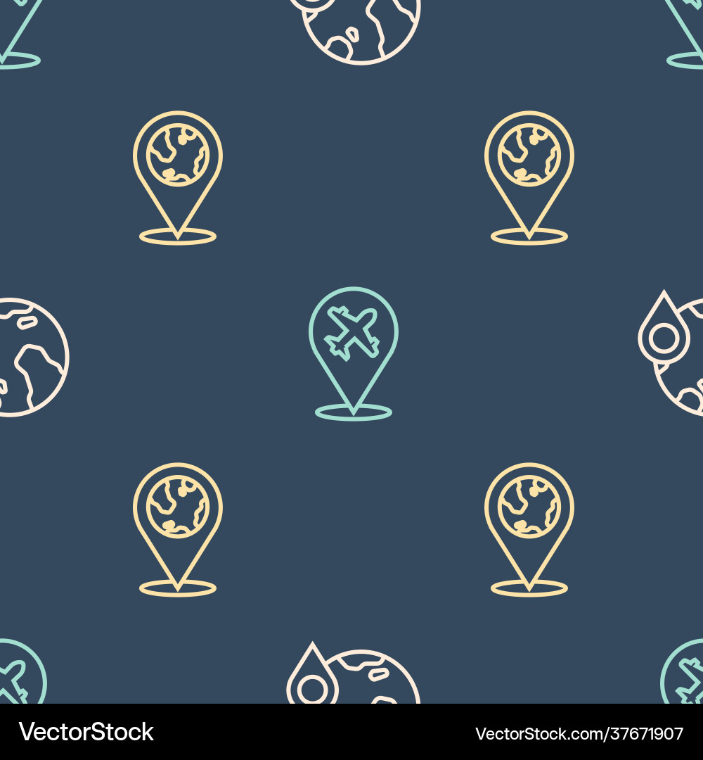 Set line location on globe and plane Set line location on globe and plane vector image