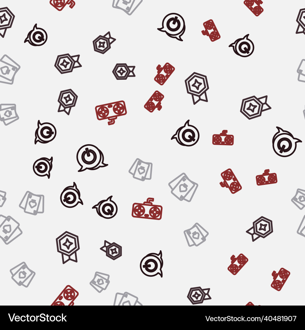 Set line power button game rating with medal vector image