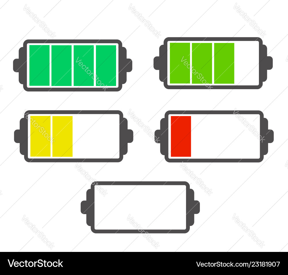 Set of battery symbol with different charge Vector Image