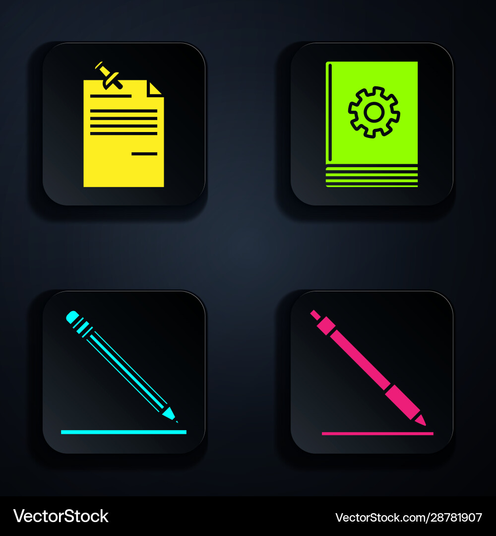 Set pen line note paper with pinned pushbutton Set pen line note paper with pinned pushbutton vector image