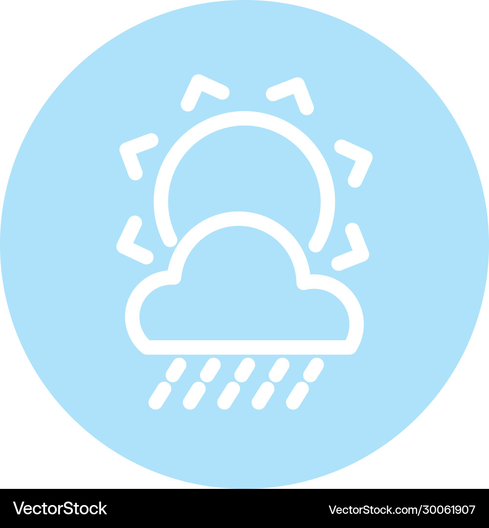 Sun with clouds and rain block flat style Vector Image