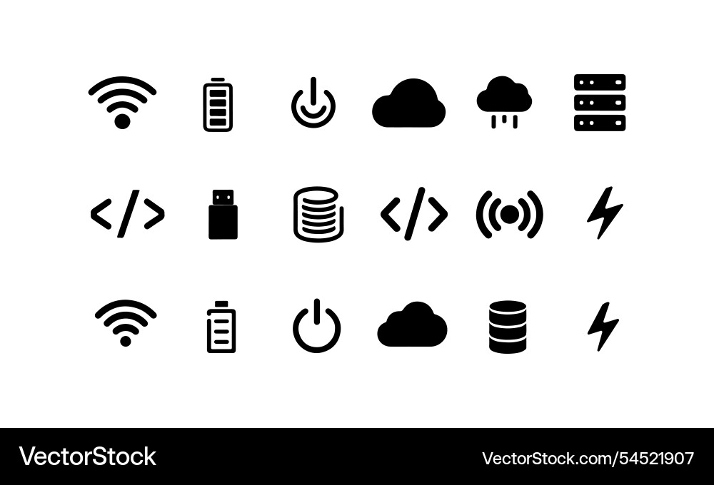 Tech Icons - Minimalist Collection vector image