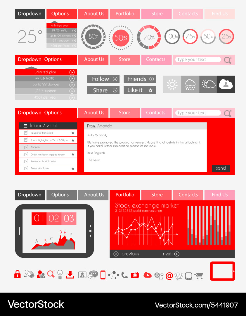 Ui flat design elements for web infographics vector image