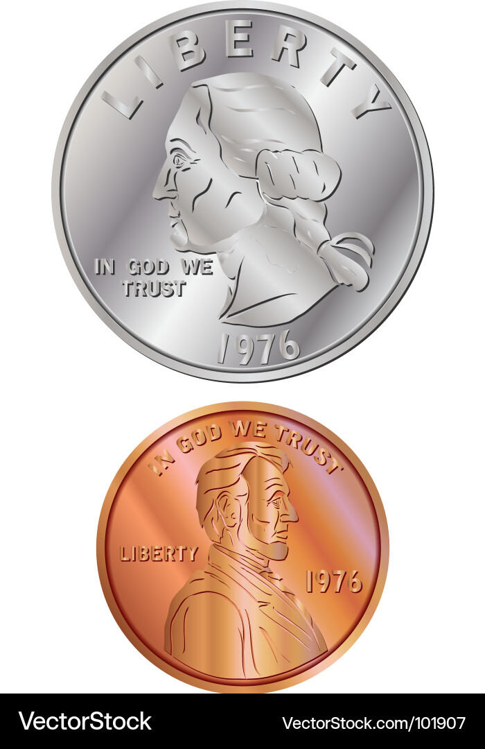 United States Coins Collection Vector Image