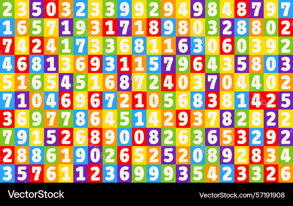All math numbers 0-9 digits colorful seamless All math numbers 0-9 digits colorful seamless vector image