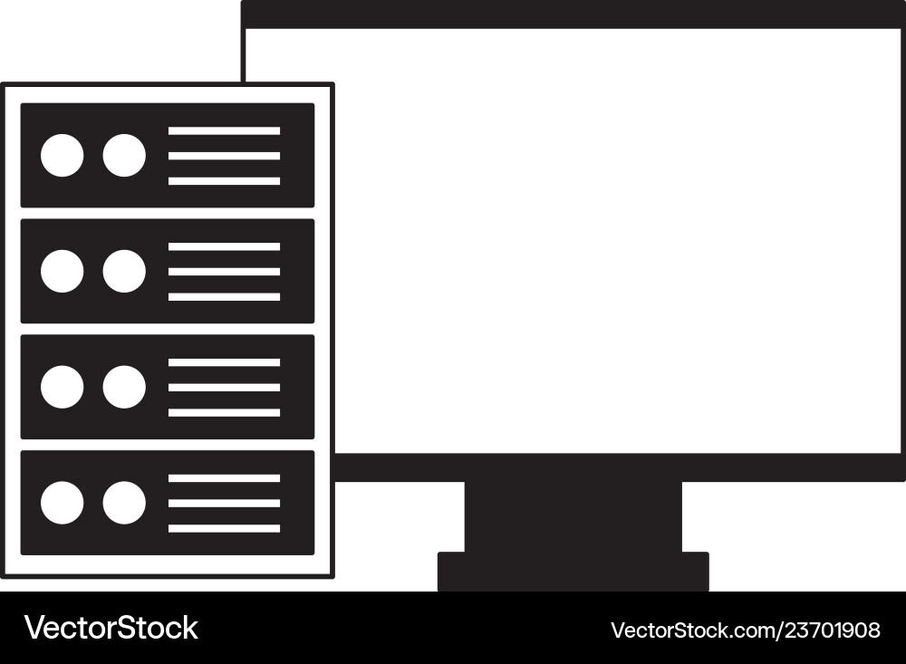 Computer monitor and case vector image