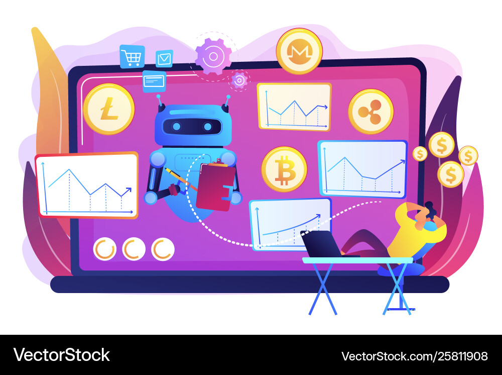 Crypto Trading Bot Concept Vector Image