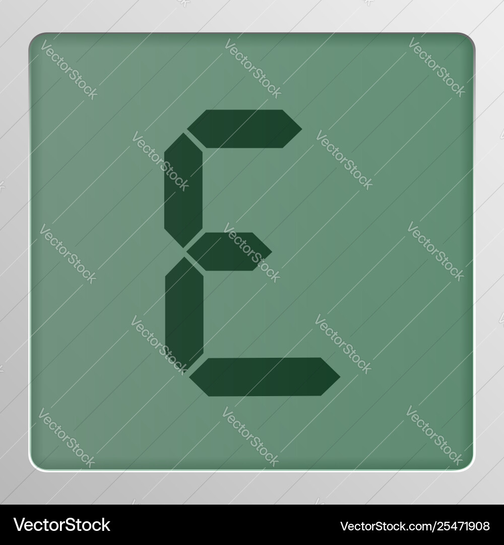 Digital character set typeface on a screen vector image
