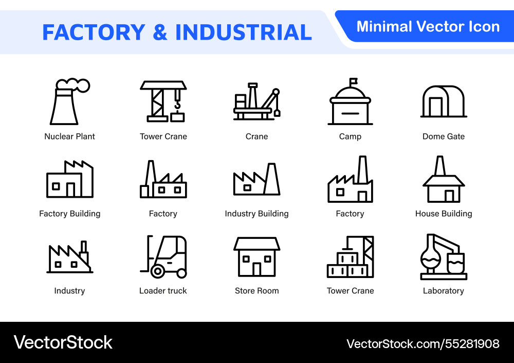 Factory icon set a dynamic collection of icons Vector Image