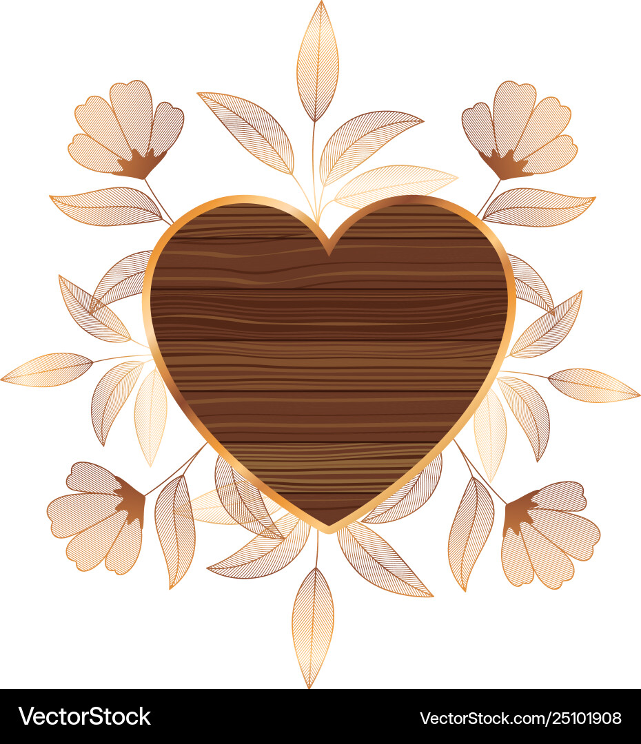 Frame in wooden with branches and leafs Frame in wooden with branches and leafs Vector Image