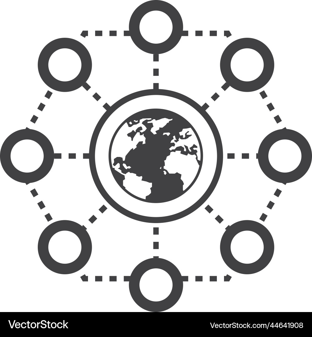 Globe and connection in minimal style Vector Image