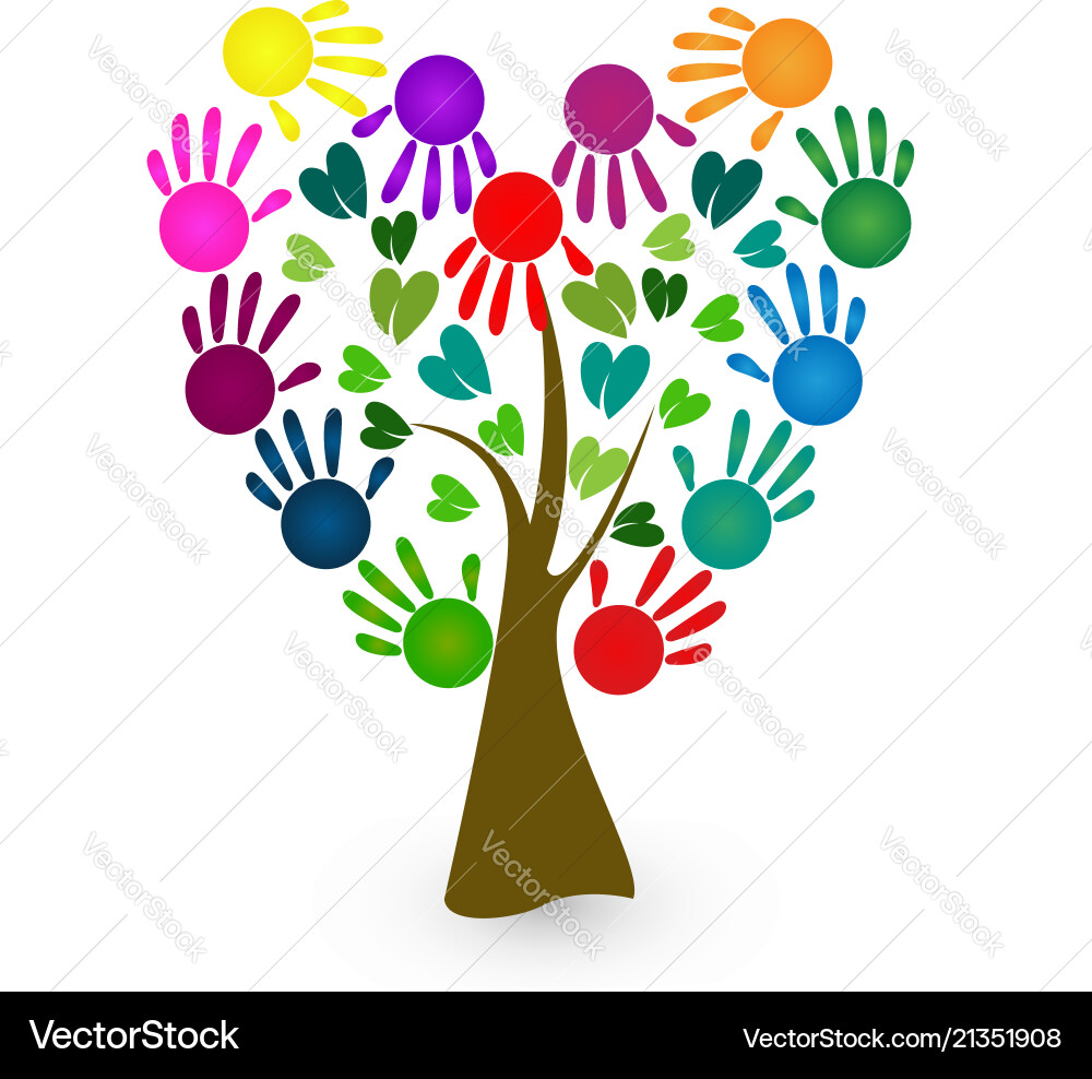 Handprint Tree Symbol Vector Image