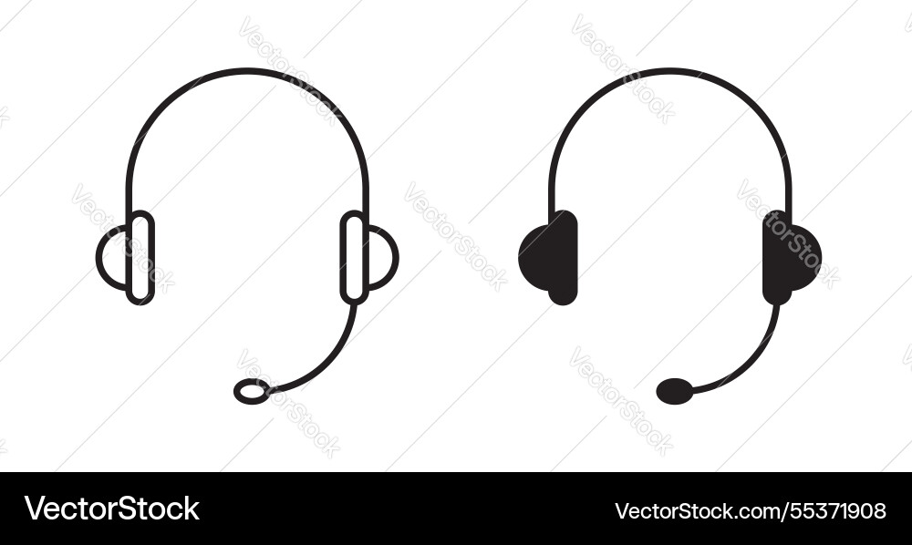 Headset icon set in thin line for web Vector Image