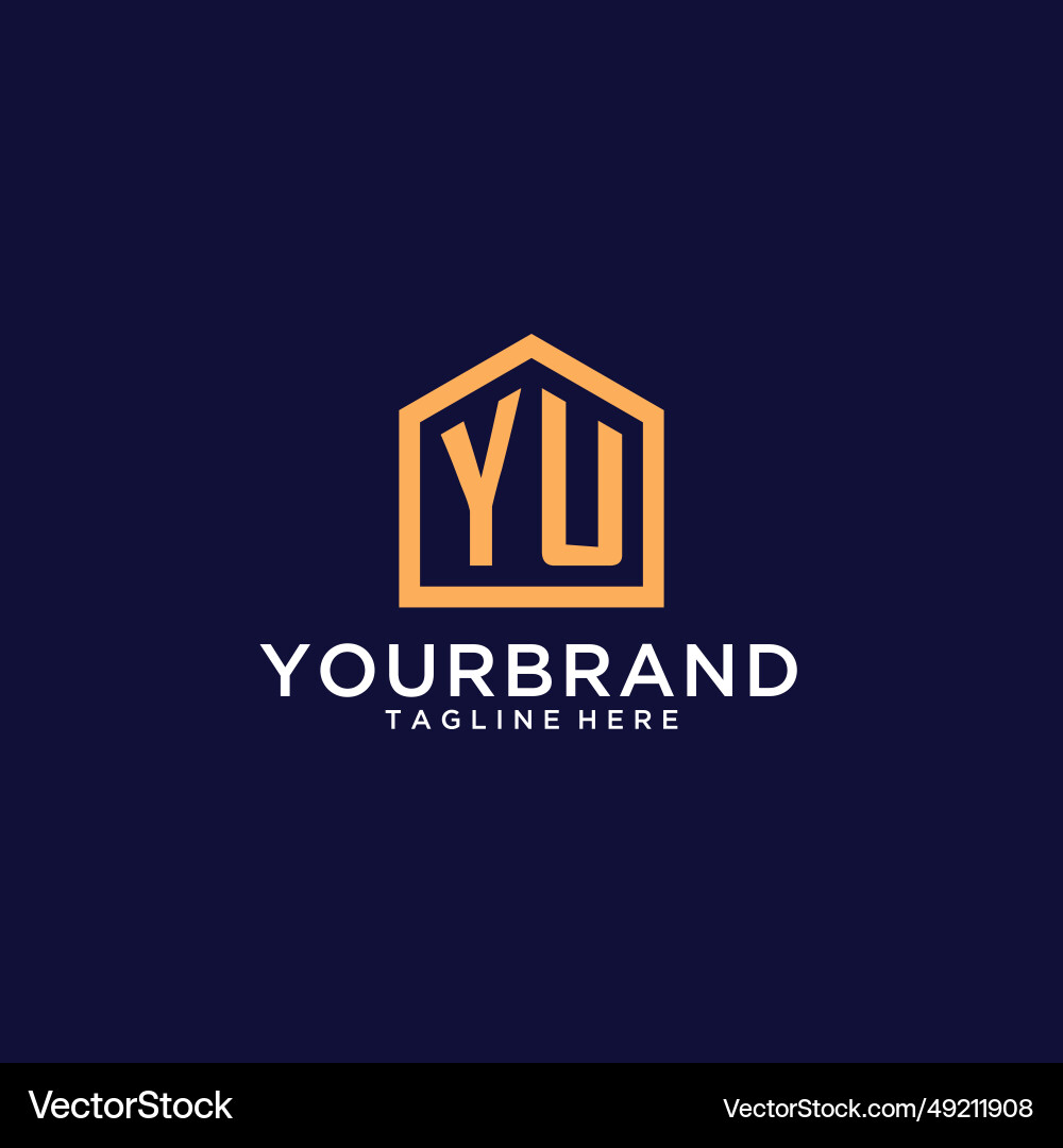 Initial yu logo with abstract home shape modern Initial yu logo with abstract home shape modern vector image
