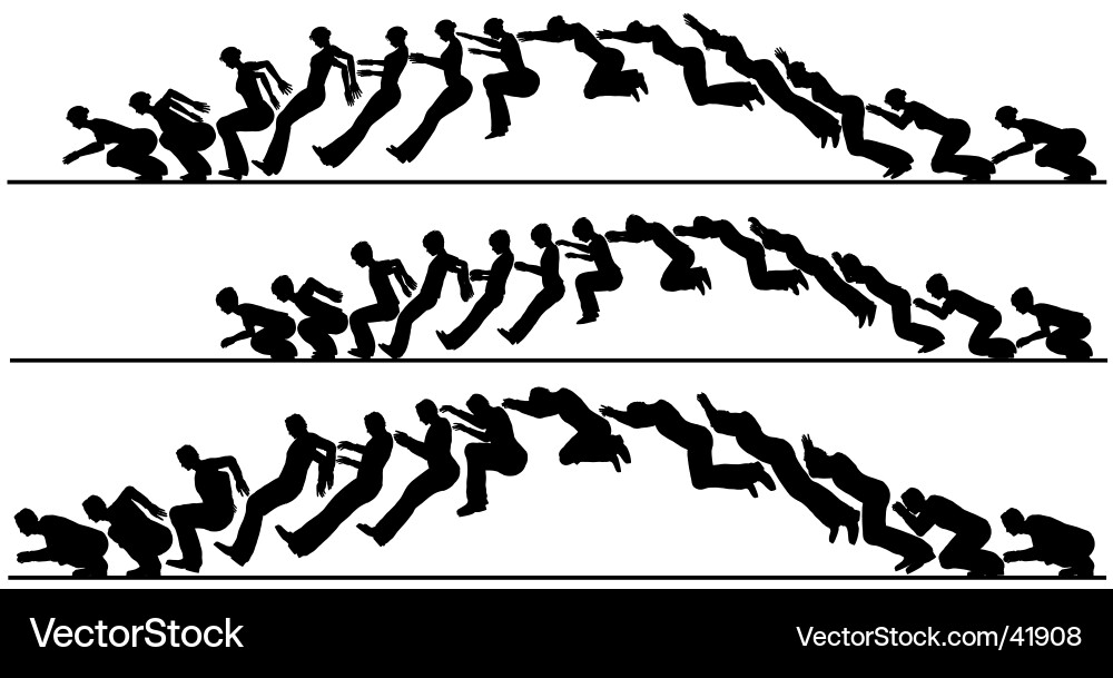 Jumping Silhouette Sequence Vector Image