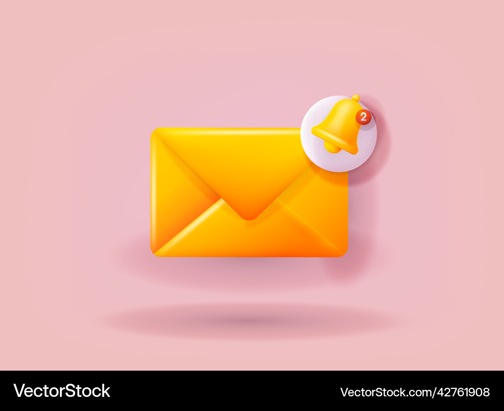 Mail with reminder bell notifications vector image