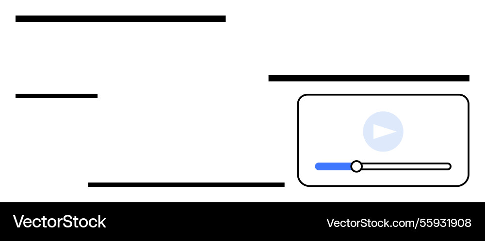 Minimal video player interface with progress bar Minimal video player interface with progress bar vector image