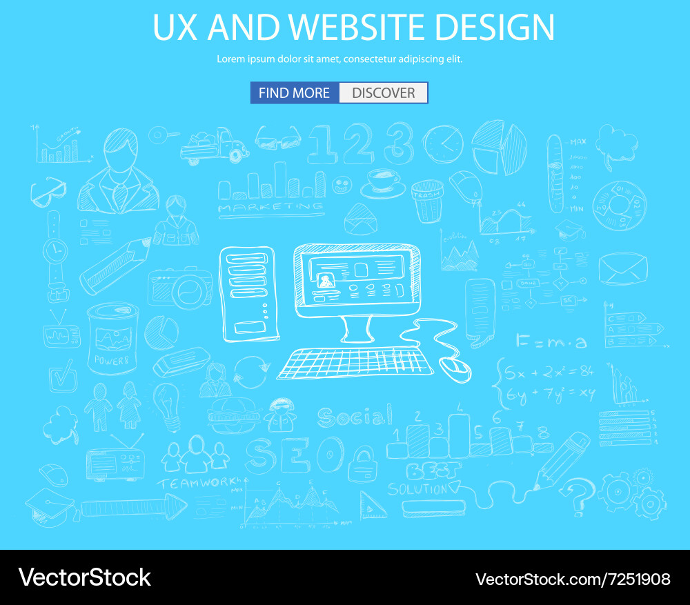 Modern UX Website Concept - Doodle Style vector image