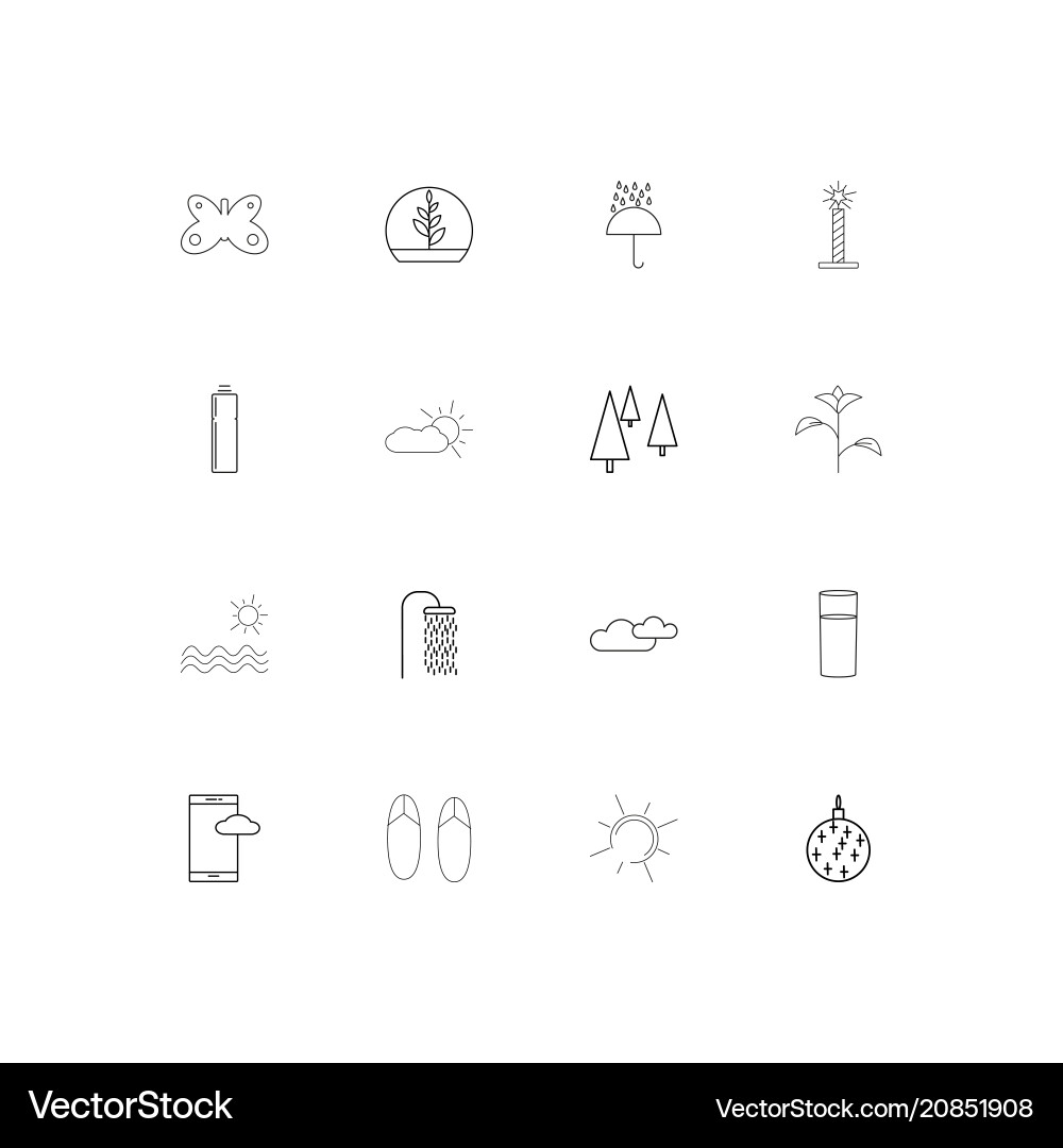Nature linear thin icons set outlined simple vector image